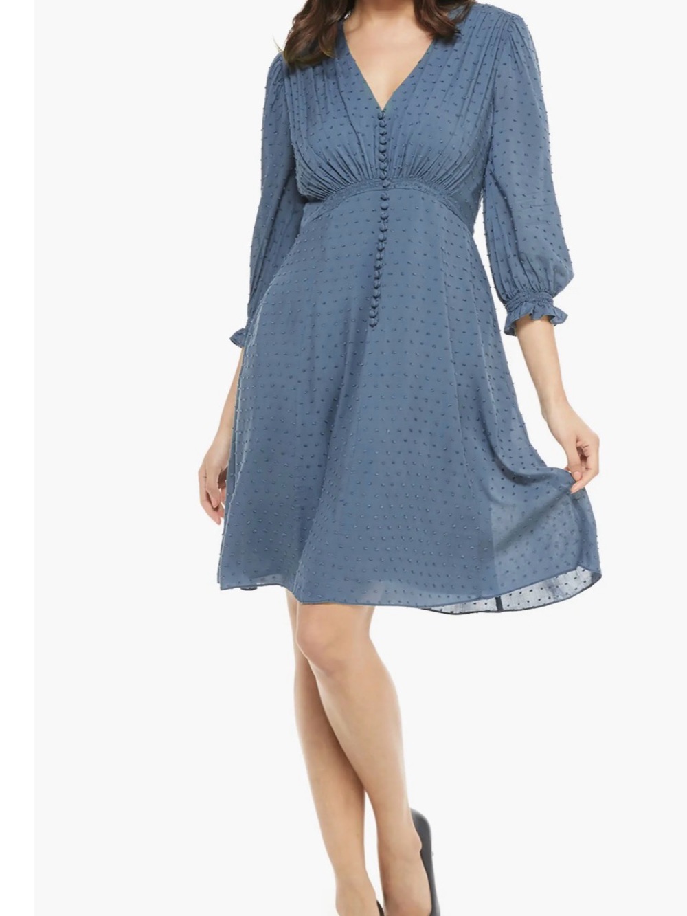 Gal Meets Glam Andrea smocked clip dot fit and flare in retro blue